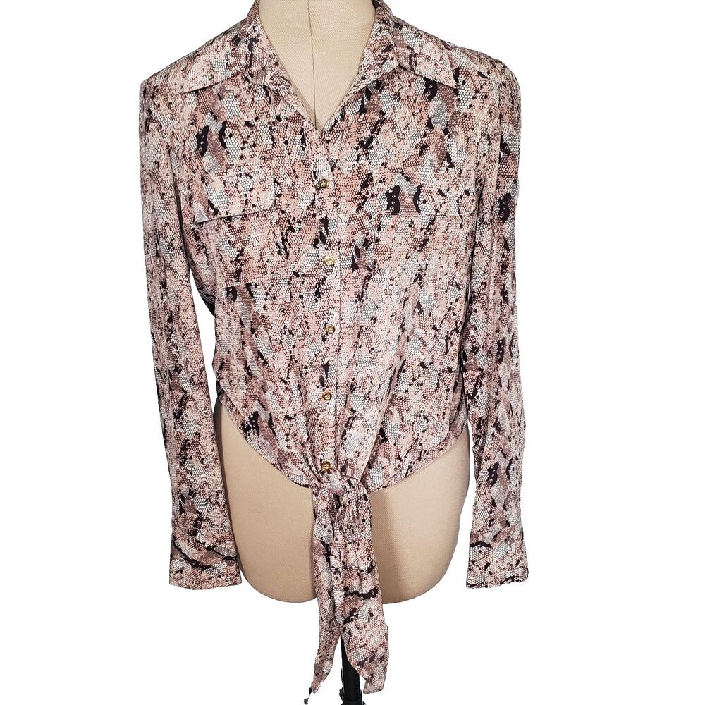 Antonio Melani Women's Animal Print Button-Up Shirt Small "Pilar" 100% Silk